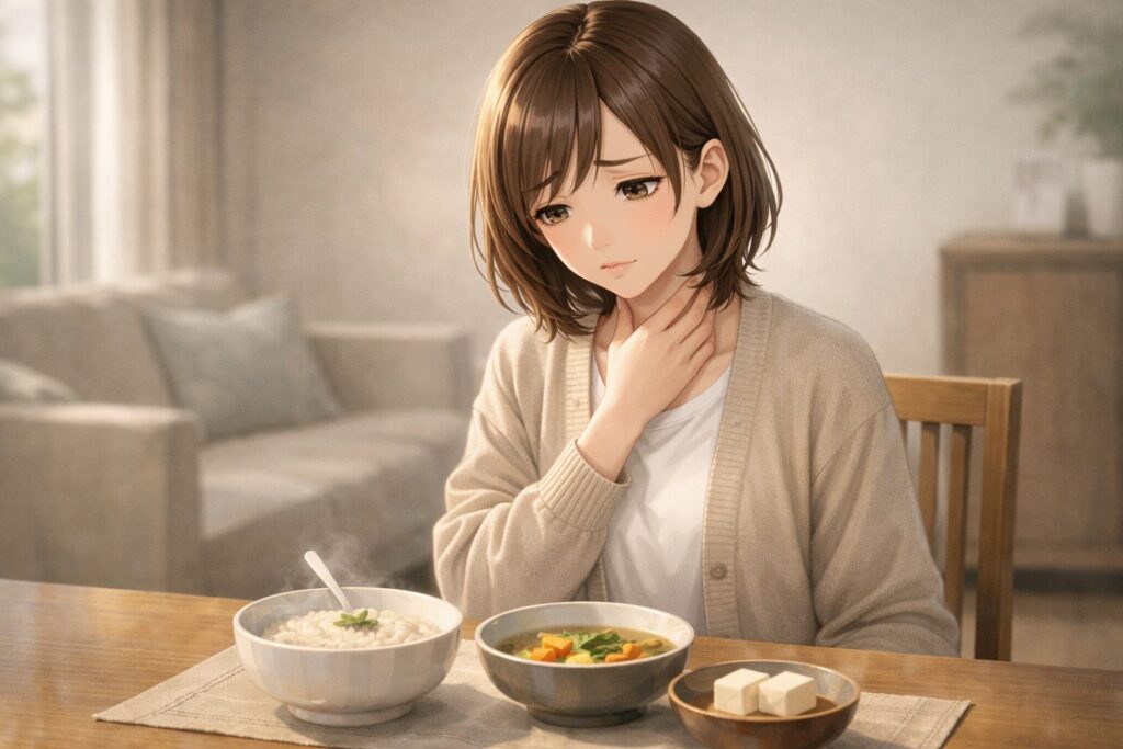 食卓の前の無言の瞬間