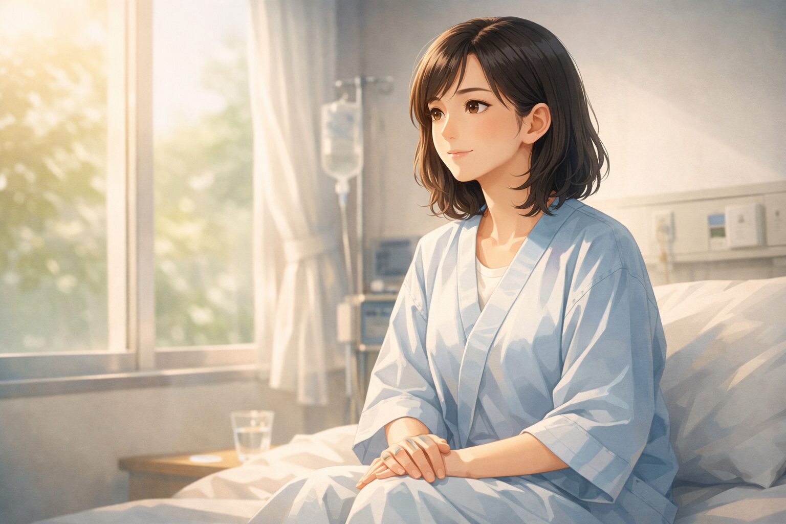 病室の窓辺で静かなひととき