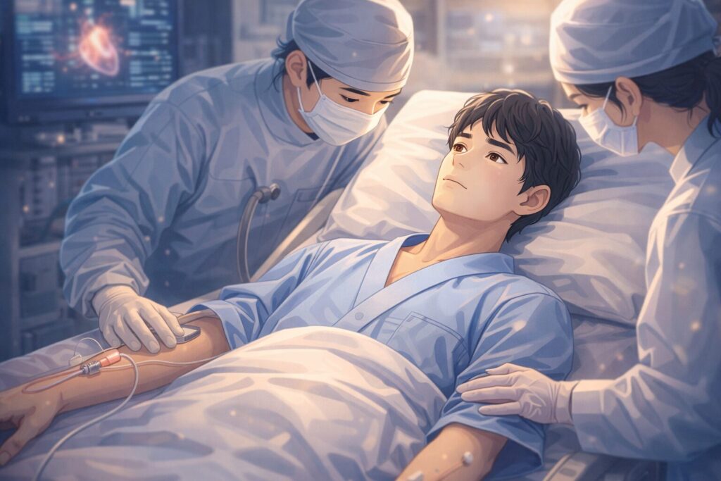 手術中の患者と医療スタッフ