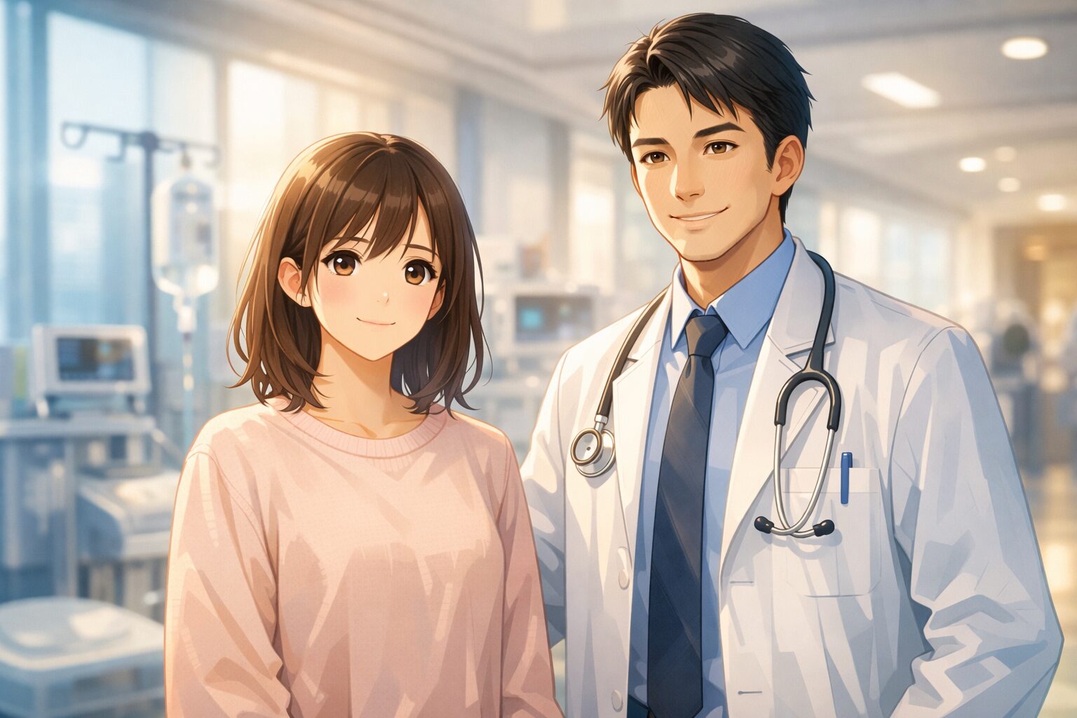 医師と患者の優しい瞬間