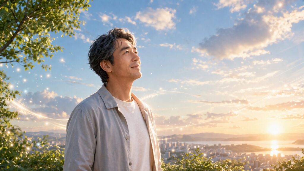 静かな朝の輝き