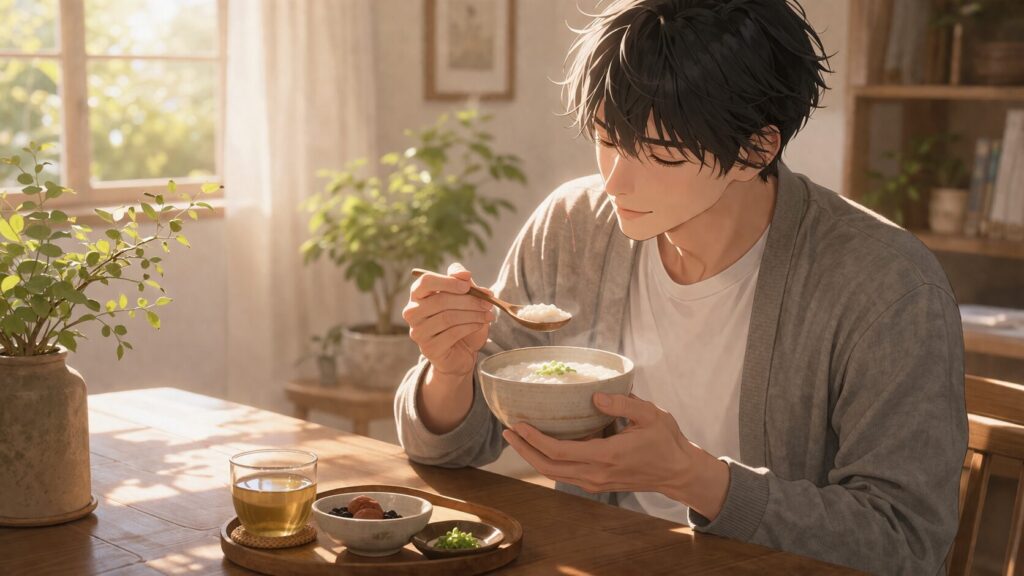 穏やかな朝の食事時間