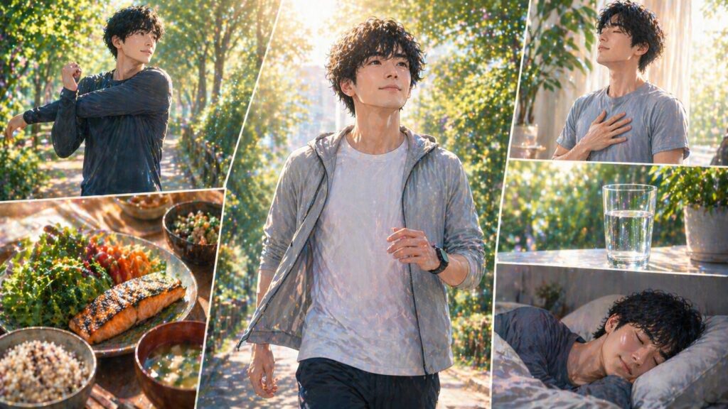 健康的なライフスタイルモンタージュ