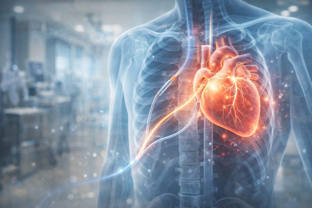 心臓へのカテーテル挿入