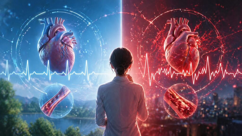 未来的な心臓の対比