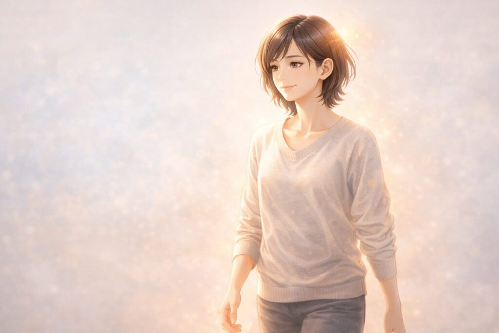 穏やかな歩みの女性