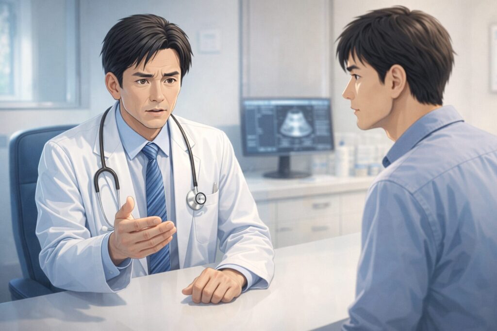 診察室での真剣な対話