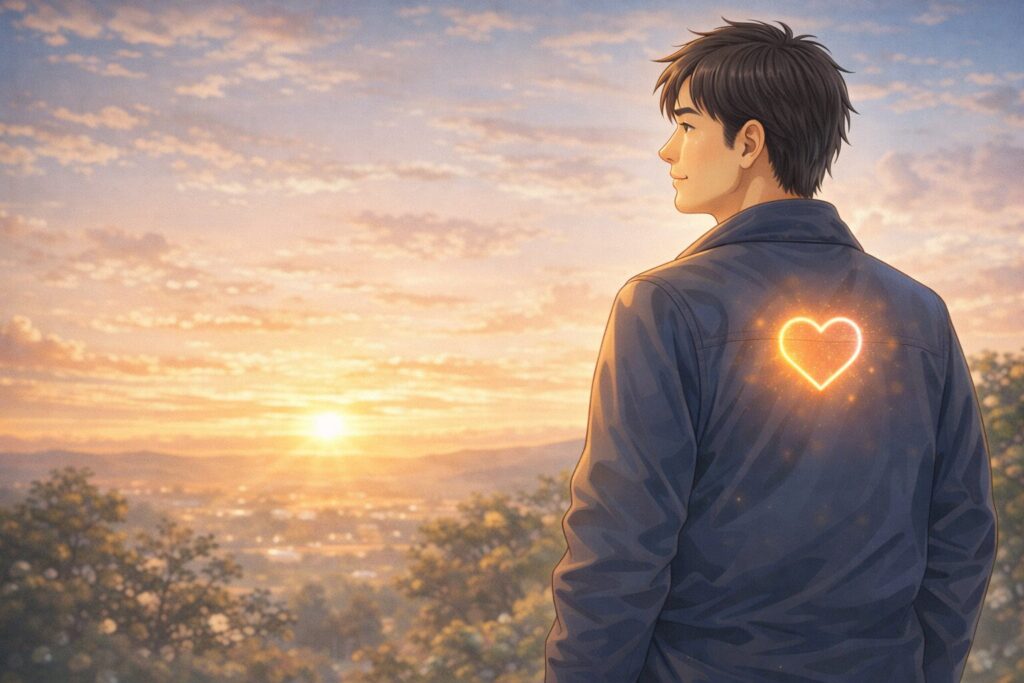 朝日の中の希望の象徴