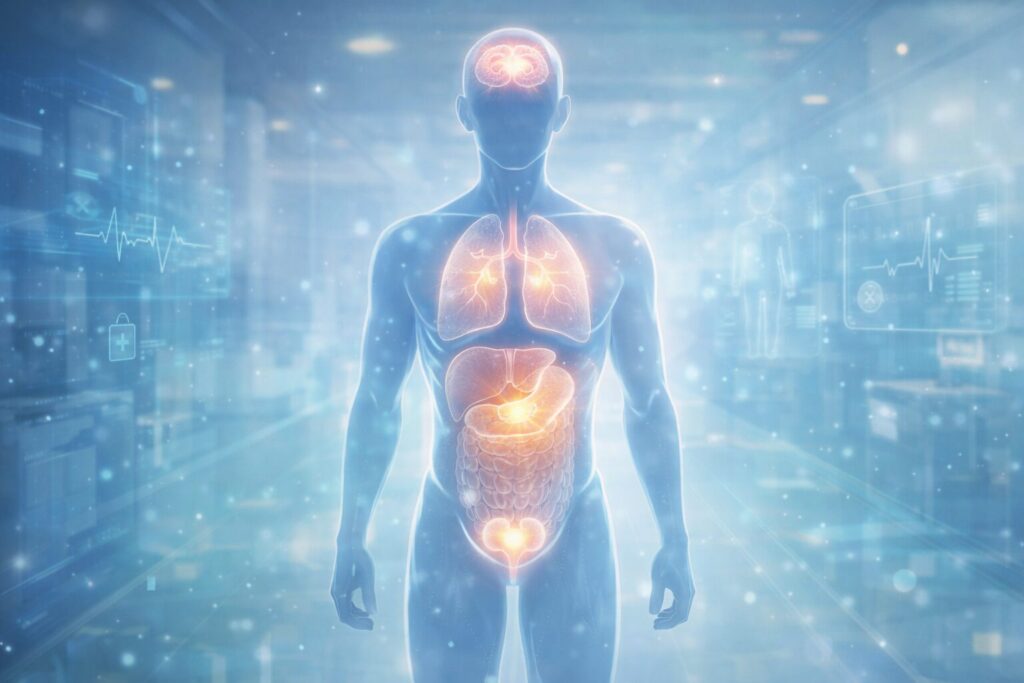 未来の医療診断シルエット