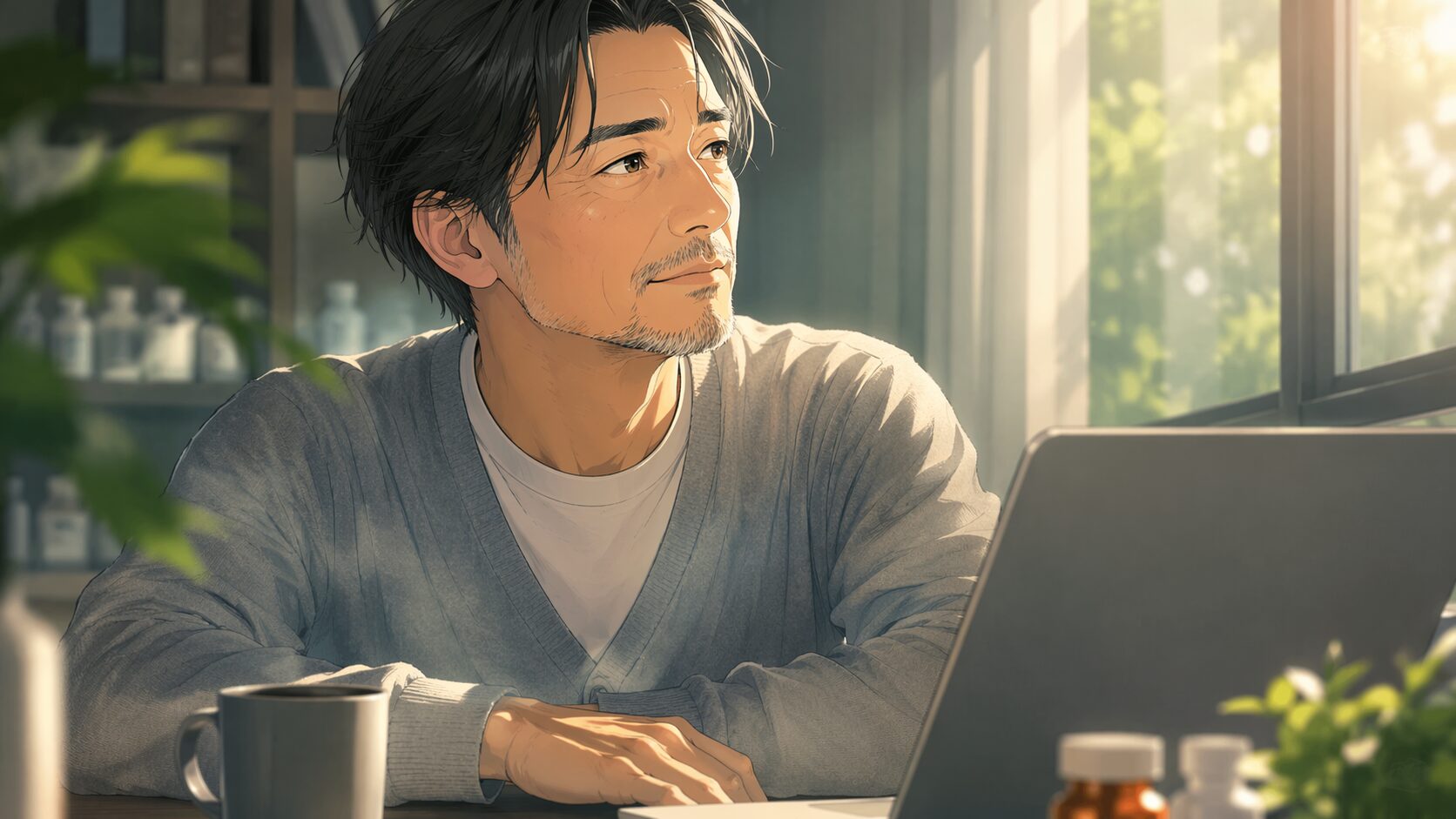 温かな光の中で考え事