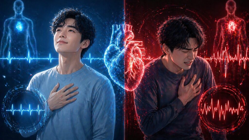 健康と危機の心臓比較