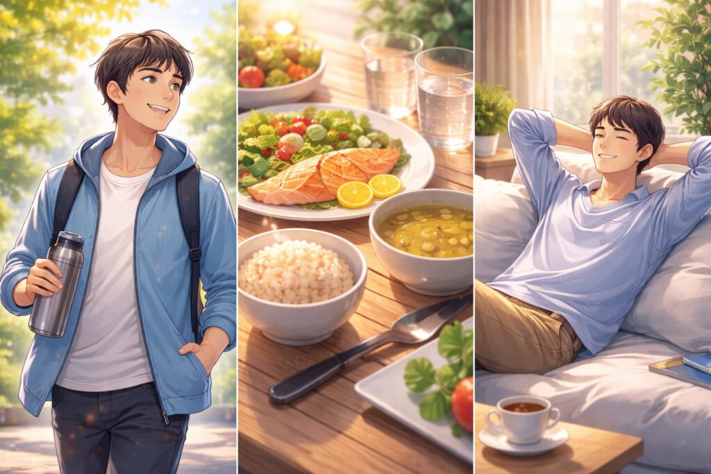 健康的なライフスタイルの三部作