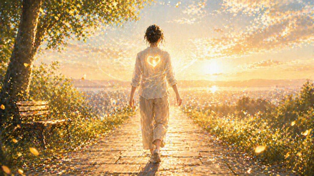 黄金の光の中を歩く