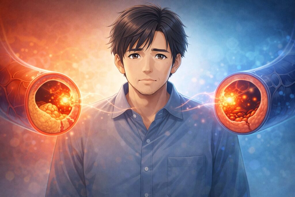 血管の狭窄と表情の交差