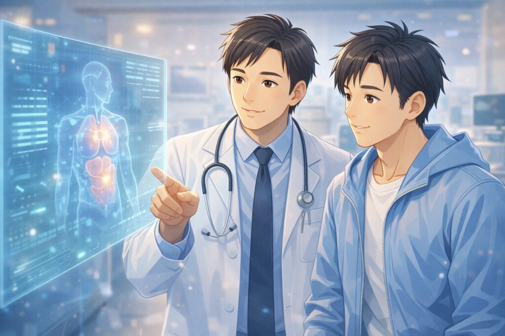 医師と患者のホログラム診断