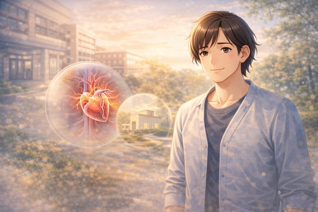 朝日の中の心の健康