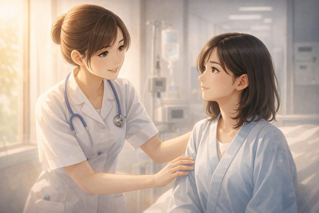 優しい看護師と患者の交流