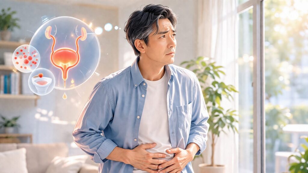 健康の不安を感じる男性