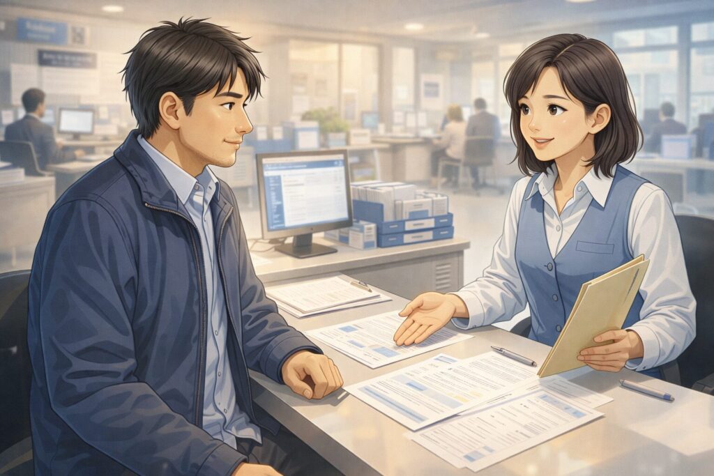 オフィスでの相談シーン