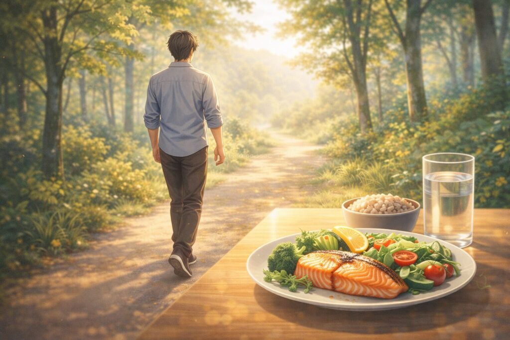 森の中でのバランスの取れた食事