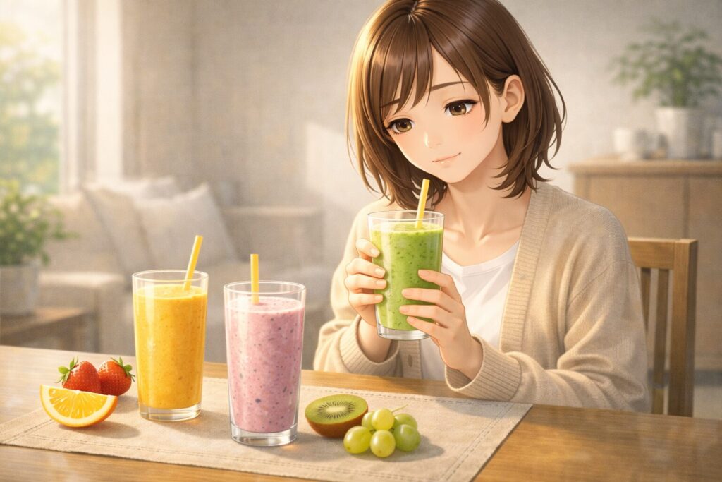 健康的なスムージーと静かなひととき