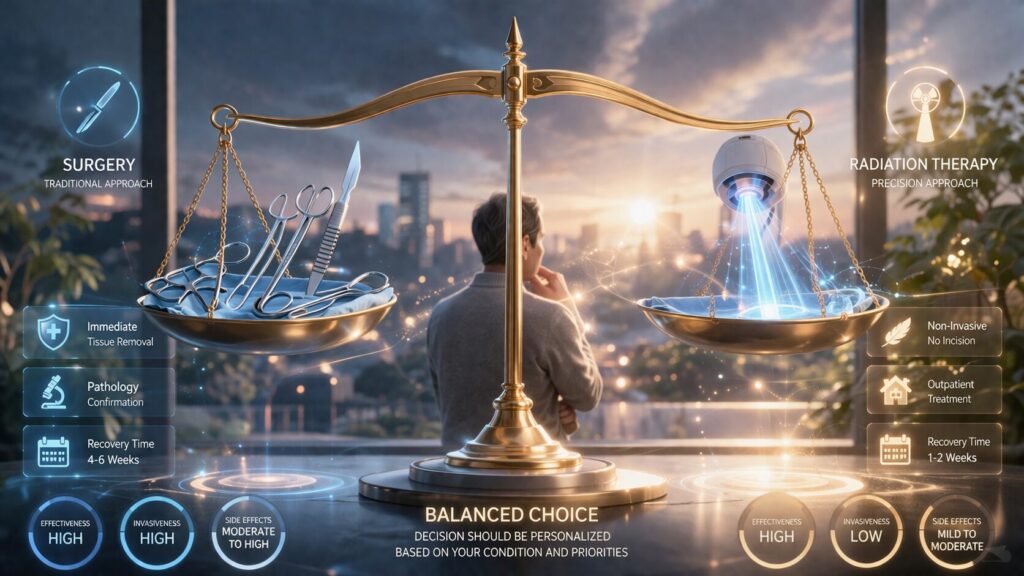 治療法の選択:外科手術 vs 放射線治療