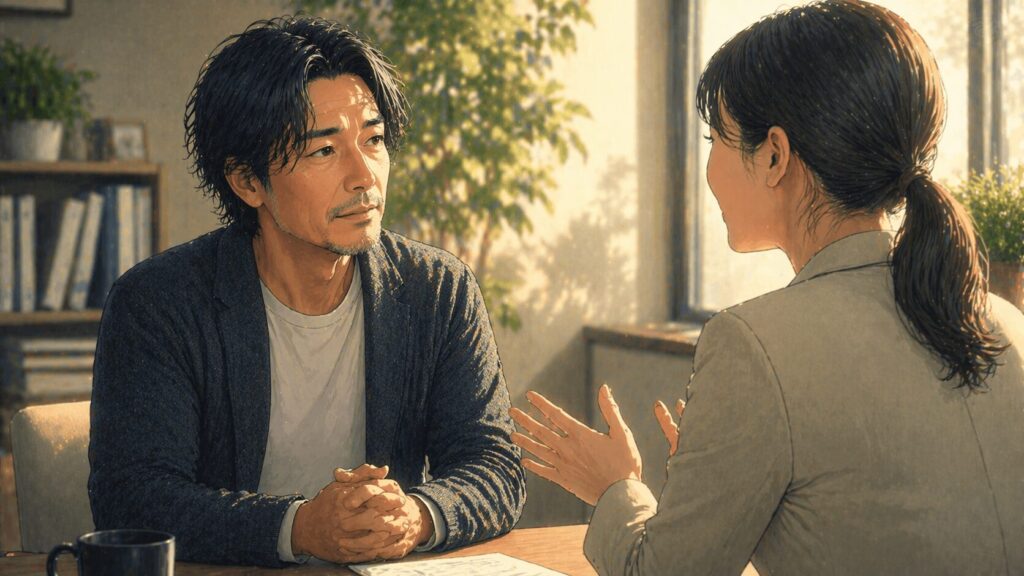 落ち着いた会話の場面