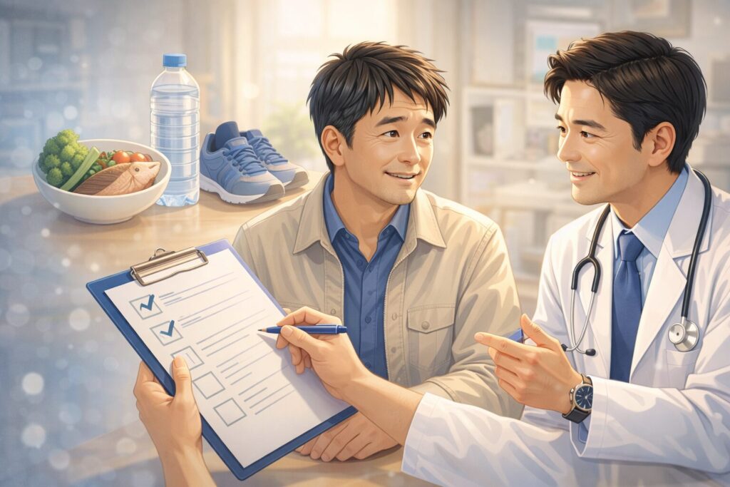 診察室での落ち着いた対話