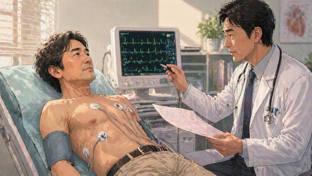 診察室での心電図結果説明