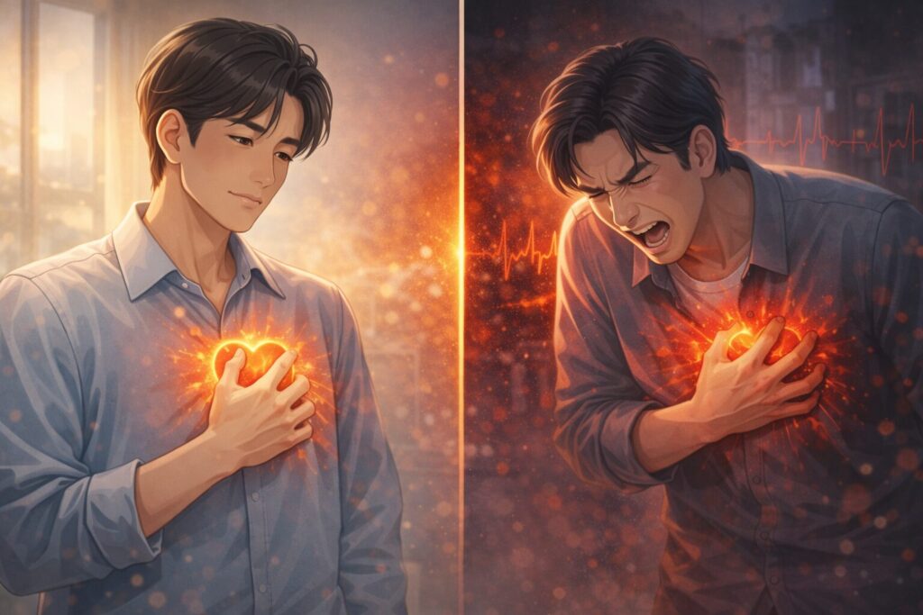 心の痛みの対照的な表現