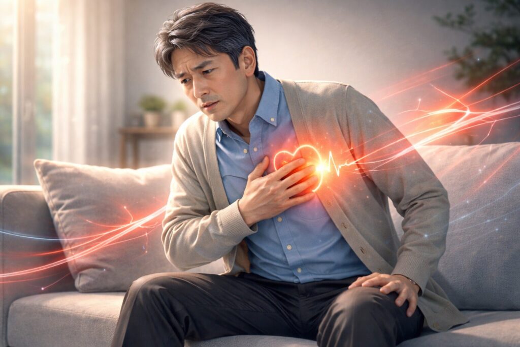 胸の痛みと輝く心臓