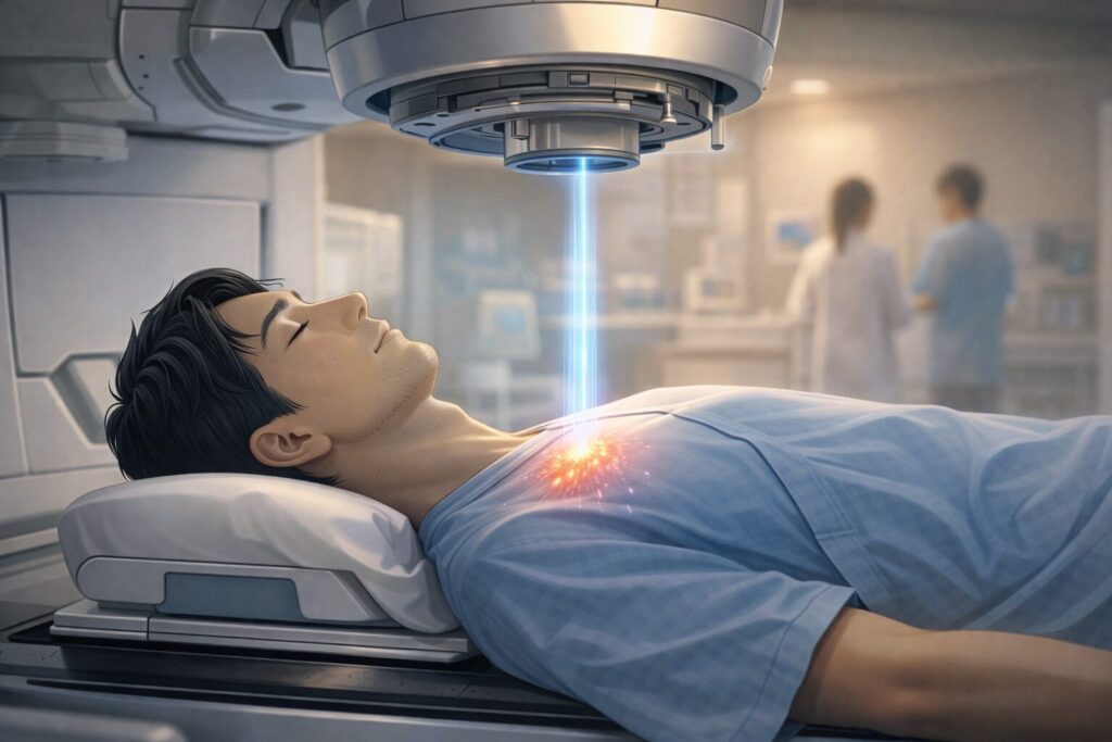 放射線治療中の患者