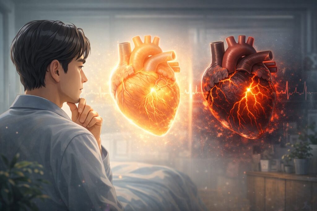 健康とストレスの心臓比較