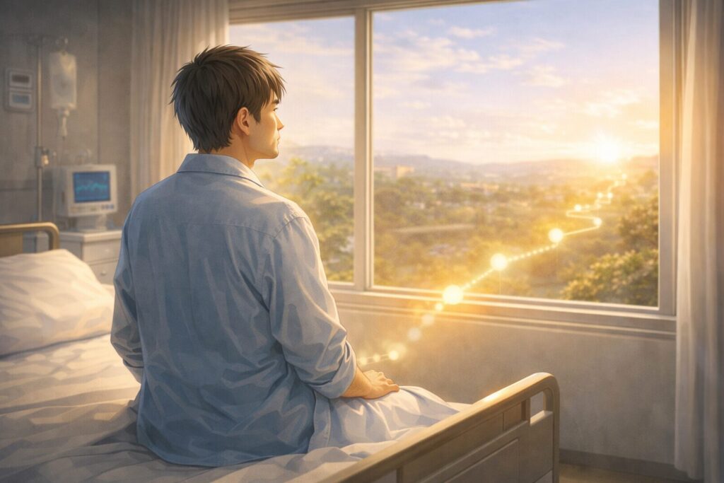 病室の窓辺にて