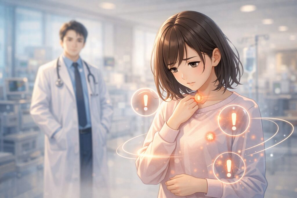 病院での不安な瞬間