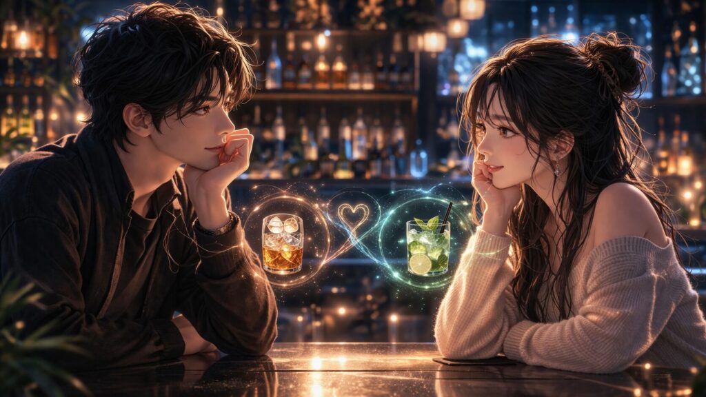 夜のバーでの魔法のひととき